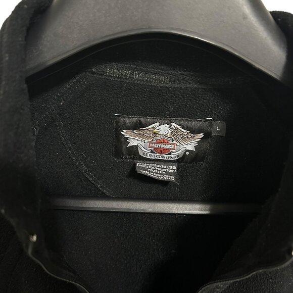 Harley Davidson 1/4 Zip Fleece Sweatshirt Mens Size Large Logo Black - Picture 5 of 8